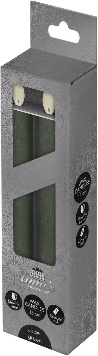 Anna's Collection LED Dinerkaarsen Jade Groen 18cm - 2 Stuks