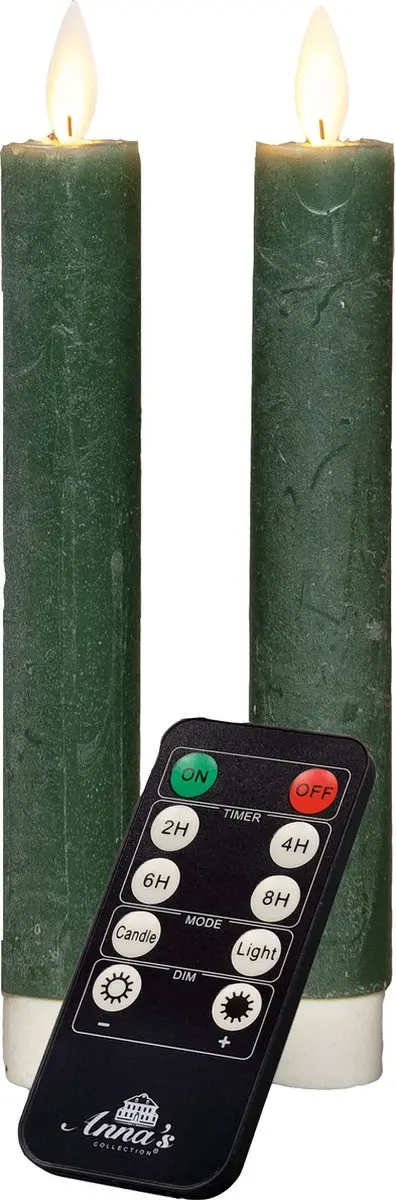 Anna's Collection LED Dinerkaarsen Jade Groen 18cm