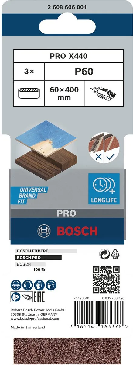 Bosch Professional 3 Banden 60x400mm Best Wood+Paint