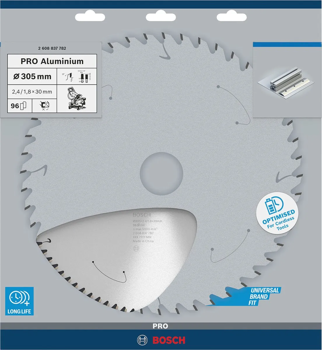 Bosch Professional Cirkelzaagblad 305mm 96 Tanden - Aluminium/Hout/Kunststof - afbeelding 6 van 6