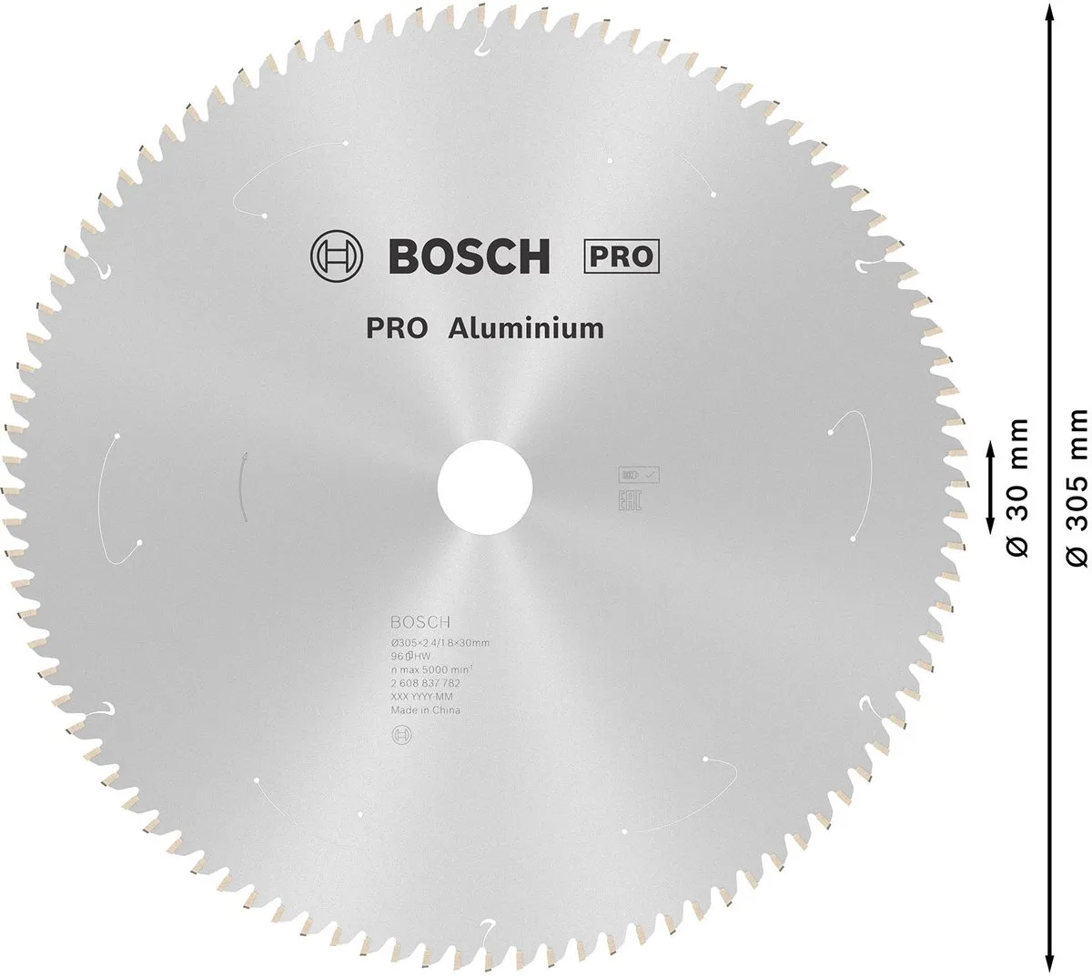 Bosch Professional Cirkelzaagblad 305mm 96 Tanden - Aluminium/Hout/Kunststof