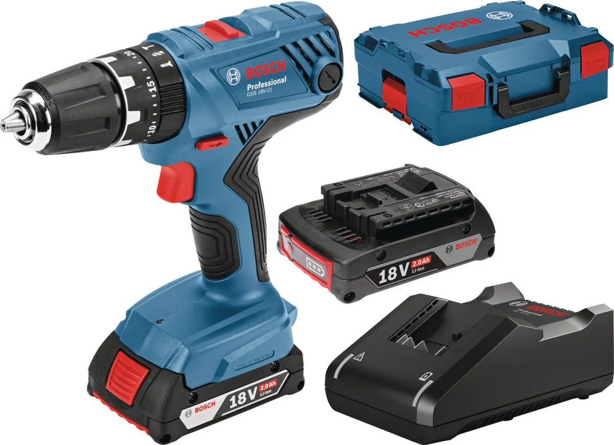 Bosch Professional GSB 18V-21 Klopboor-/schroefmachine - 2x 18V accu - 2000mAh