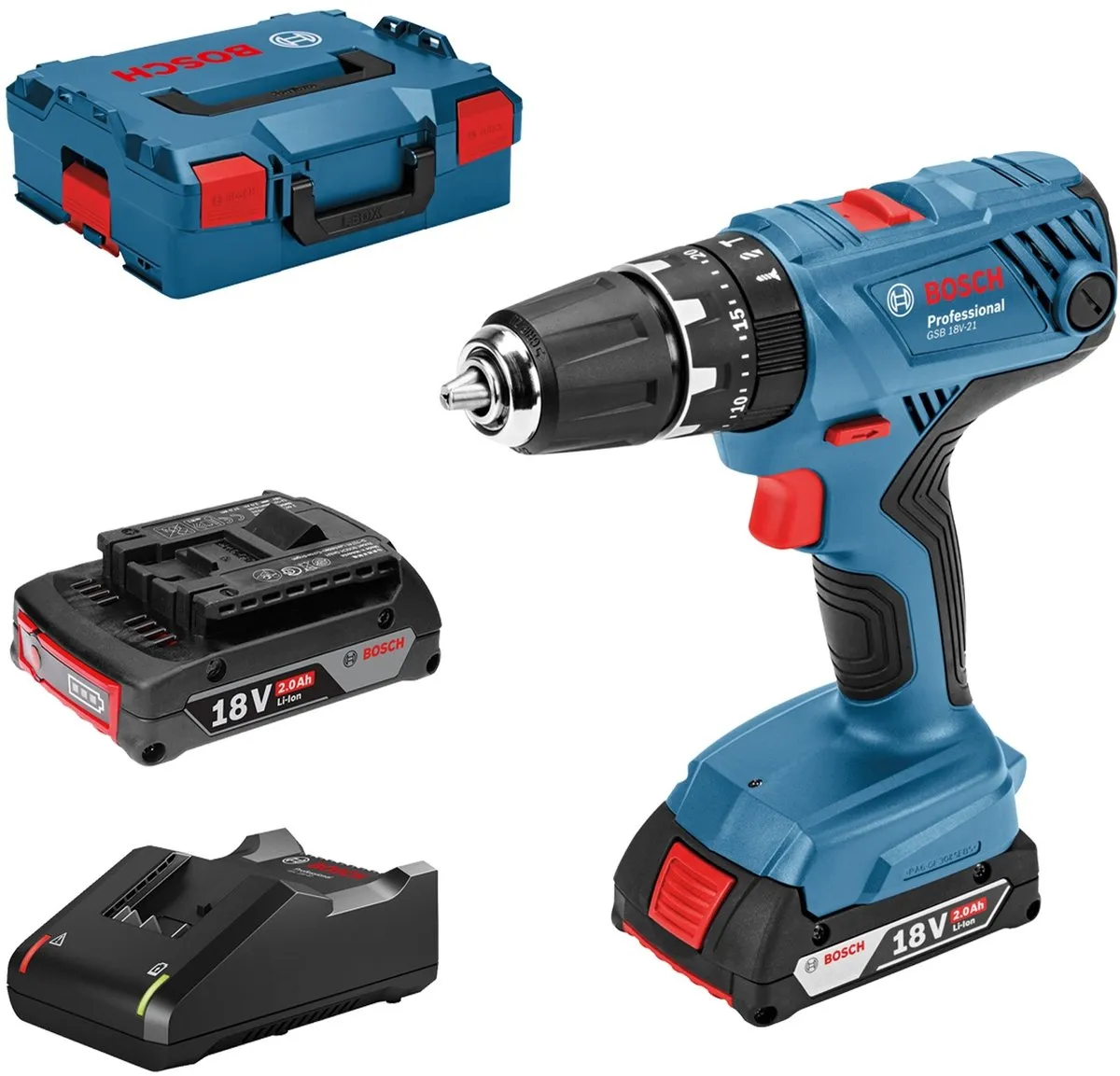 Bosch Professional GSB 18V-21 Klopboor-/schroefmachine - 2x 18V accu - 2000mAh