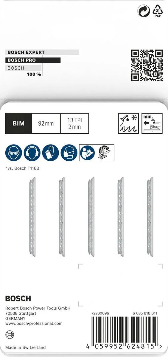Bosch Professional T121BFC Metaal Decoupeerzaagbladen 5 Stuks