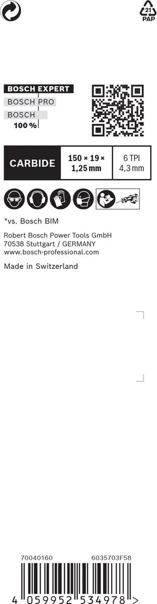 Bosch Professional 2608900407 Fiber Plaster S 641 HM Zaagblad - Metaal