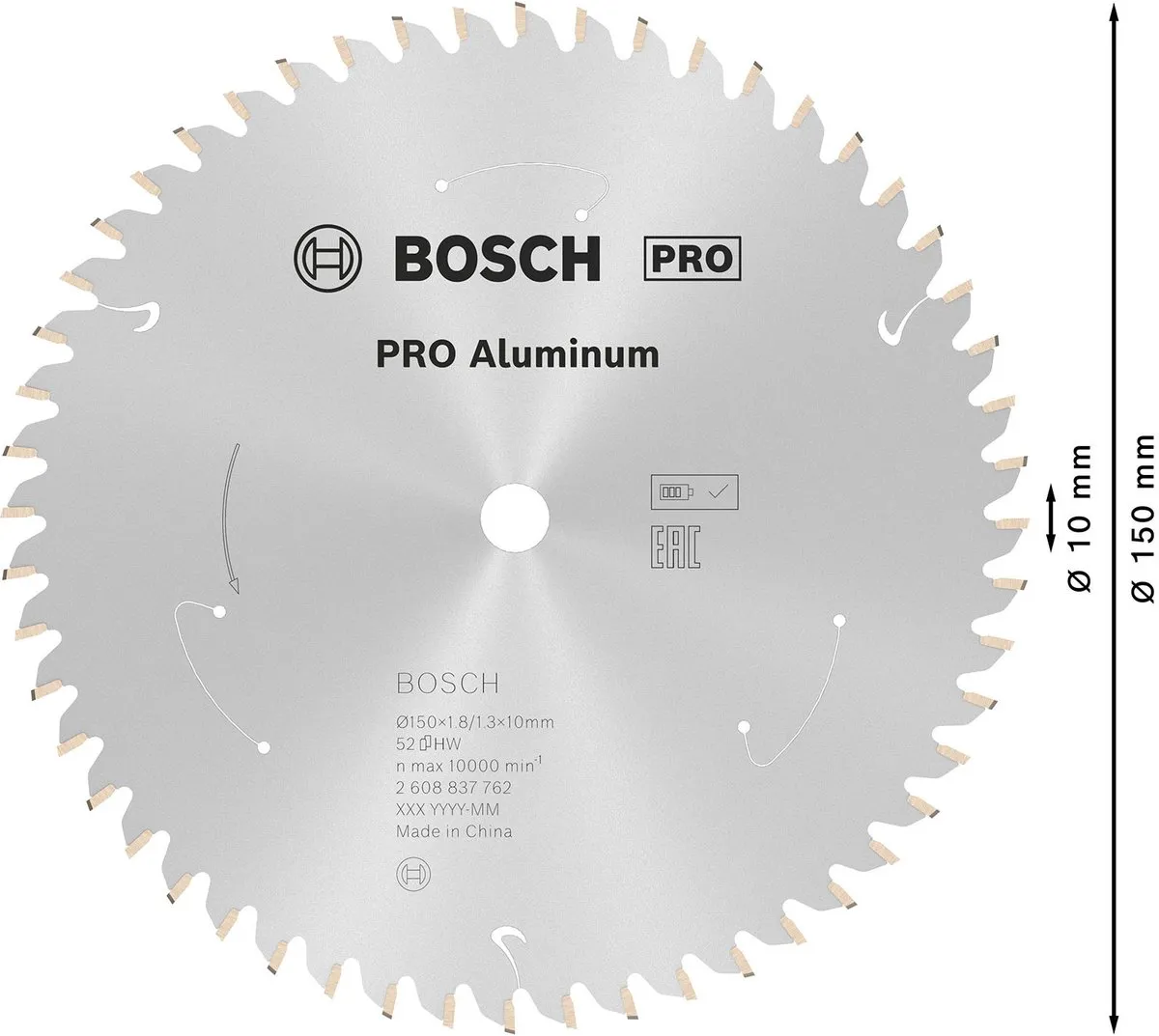 Bosch Professional Aluminium Zaagblad 150mm - 52 Tanden - 10mm As