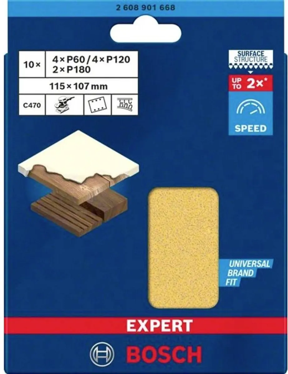 Bosch Professional Schuurpapier 2608901668 - 107x115mm - Korrel 60/120/180