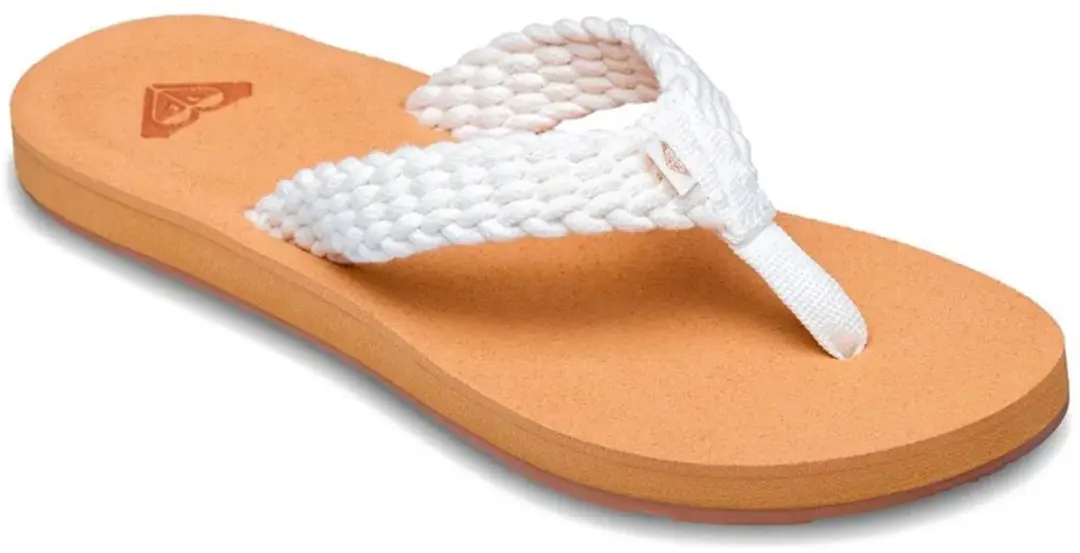 Roxy Porto Teenslippers Dames 39 - Wit/Bruin - afbeelding 3 van 6