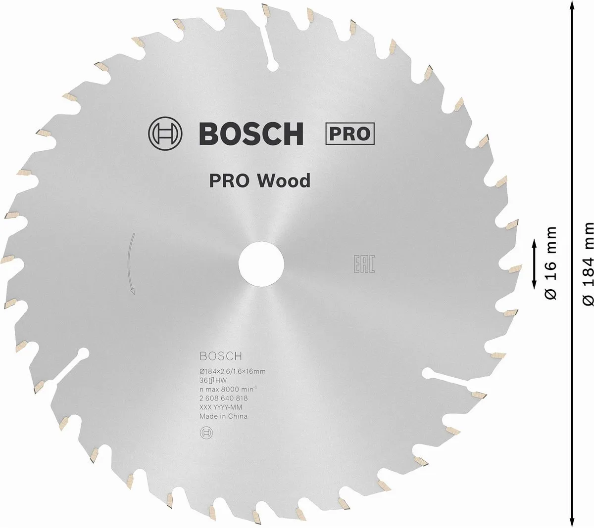 Bosch Professional Cirkelzaagblad Optiline 184mm - 36T - Hout/Metalen