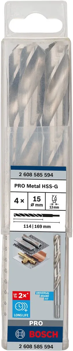 Bosch Professional ST. LINE 15.0mm HSS-G Boor - 4 Stuks