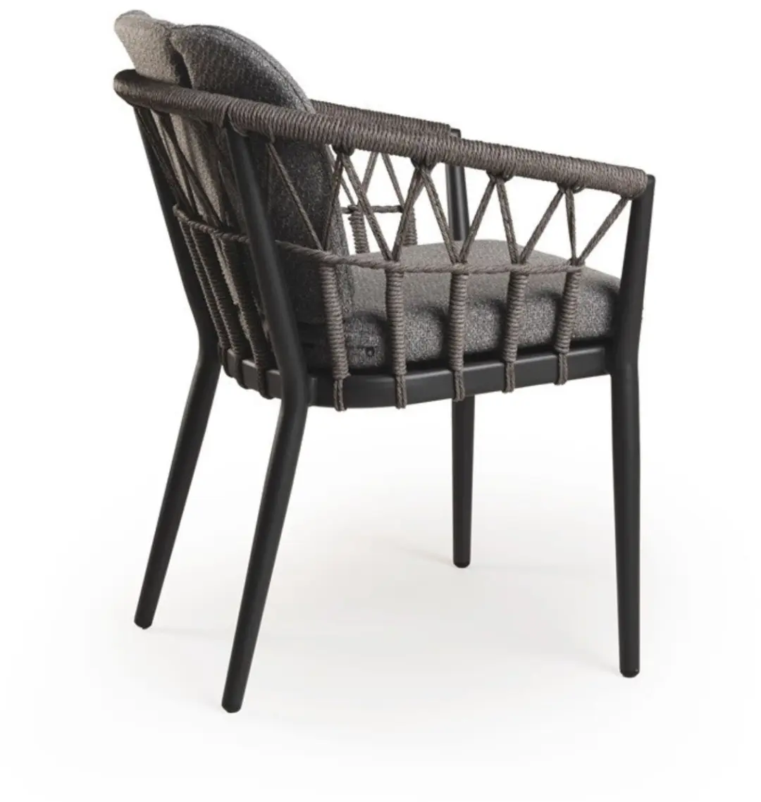 Tierra Outdoor SantaFe Tuinstoel - Aluminium & Touw - Charcoal/Stone Grey - incl. Kussen - afbeelding 2 van 4