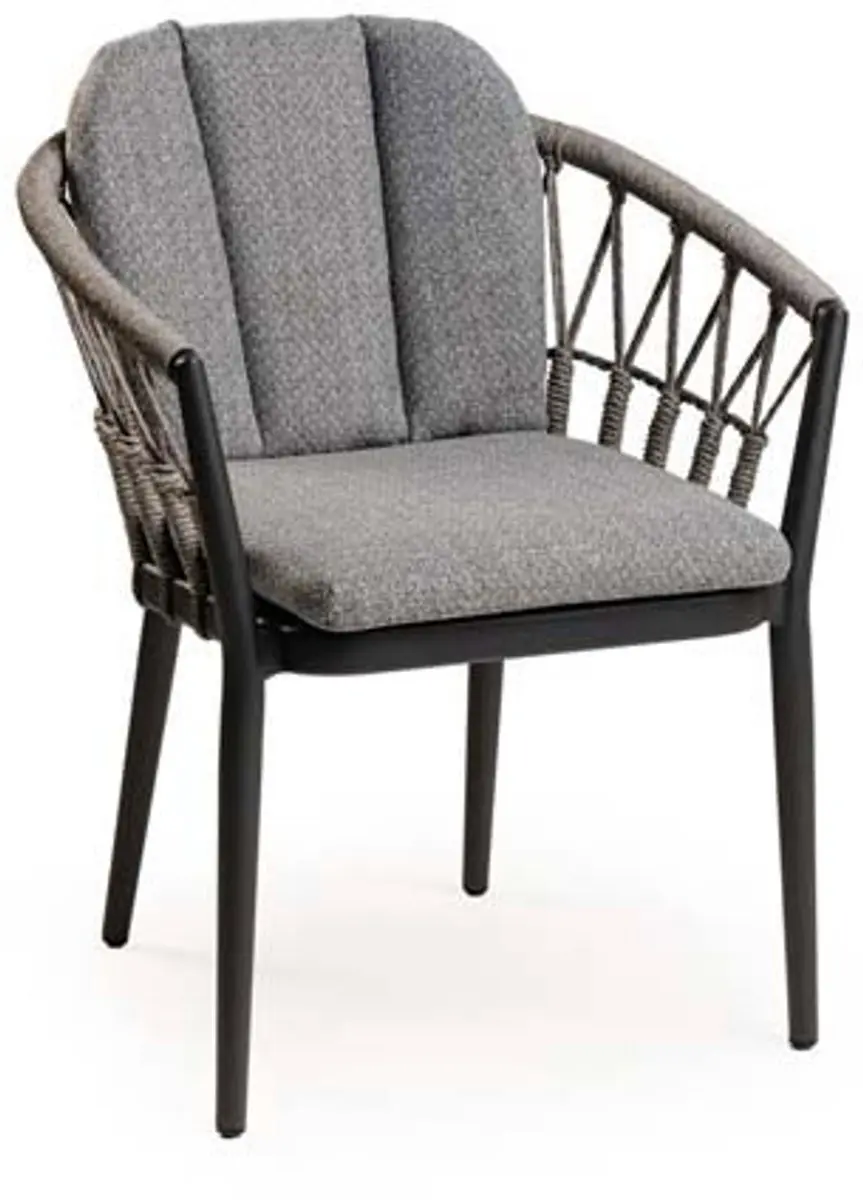 Tierra Outdoor SantaFe Tuinstoel - Aluminium & Touw - Charcoal/Stone Grey - incl. Kussen - afbeelding 4 van 4