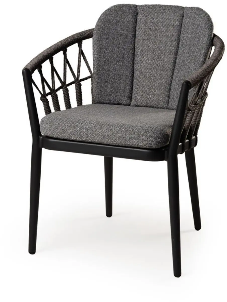 Tierra Outdoor SantaFe Tuinstoel - Aluminium & Touw - Charcoal/Stone Grey - incl. Kussen - afbeelding 3 van 4