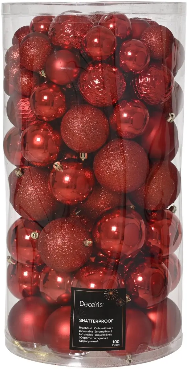 Decoris Kunststof Kerstballen Mix