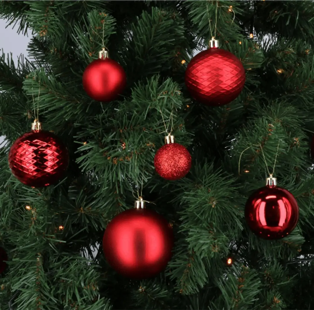 Decoris Kunststof Kerstballen Mix - 100 Stuks - Kerstrood - afbeelding 4 van 6