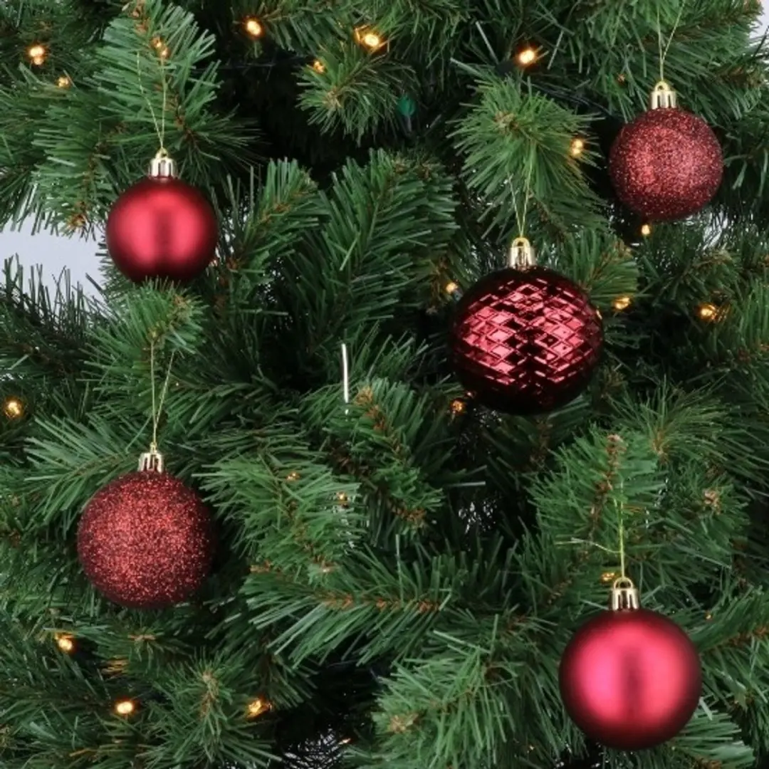 Decoris Kunststof Kerstballen Mix Ossenbloed - 100 Stuks - afbeelding 5 van 6