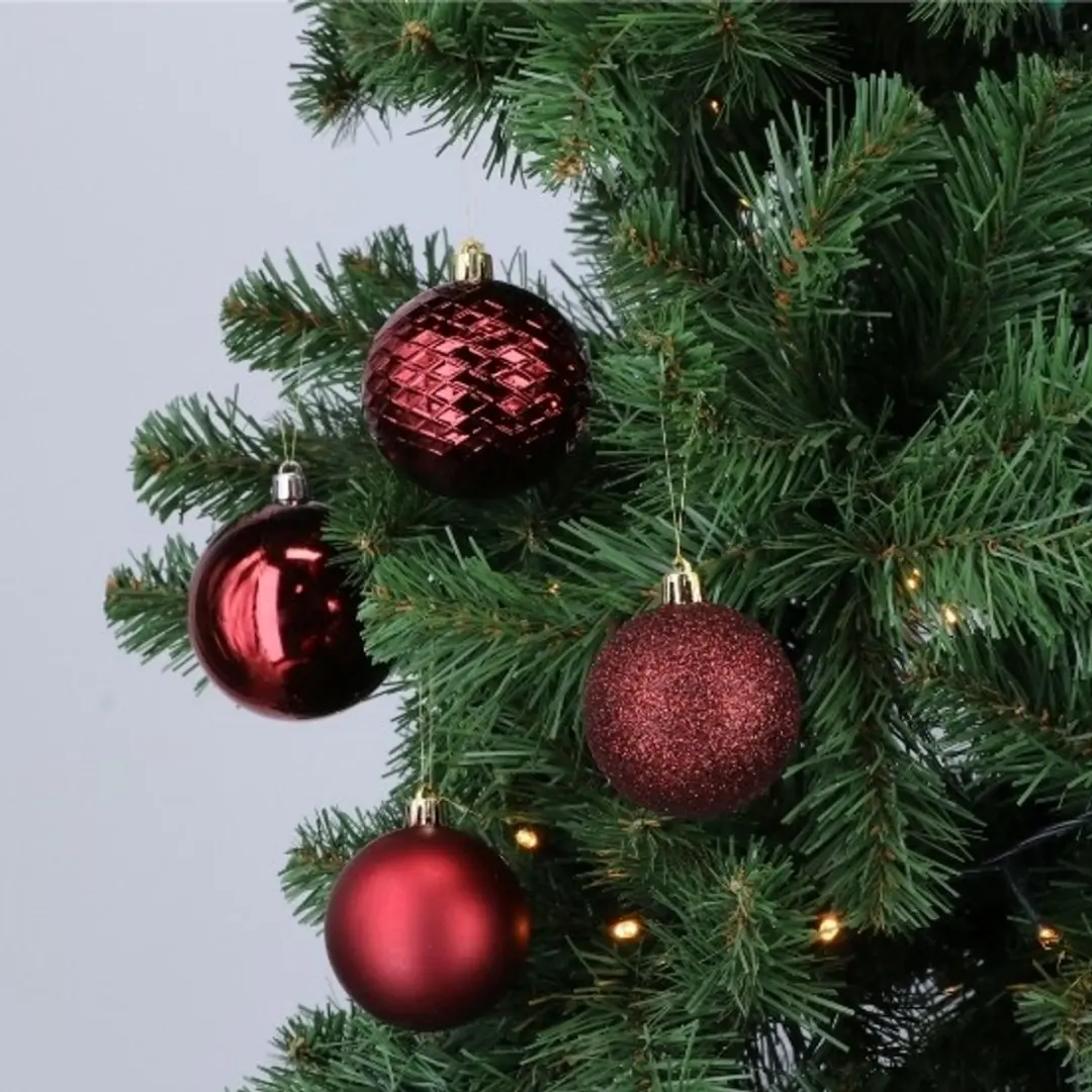 Decoris Kunststof Kerstballen Mix Ossenbloed - 100 Stuks - afbeelding 6 van 6