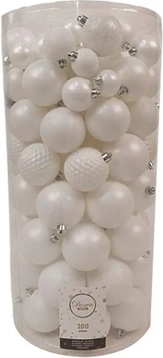 Decoris Kerstbal Assortiment 100 Stuks - Winterwit