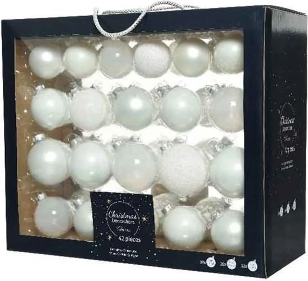 Decoris Kerstballen Mix - 42 Stuks - Glas - 7cm - afbeelding 2 van 2