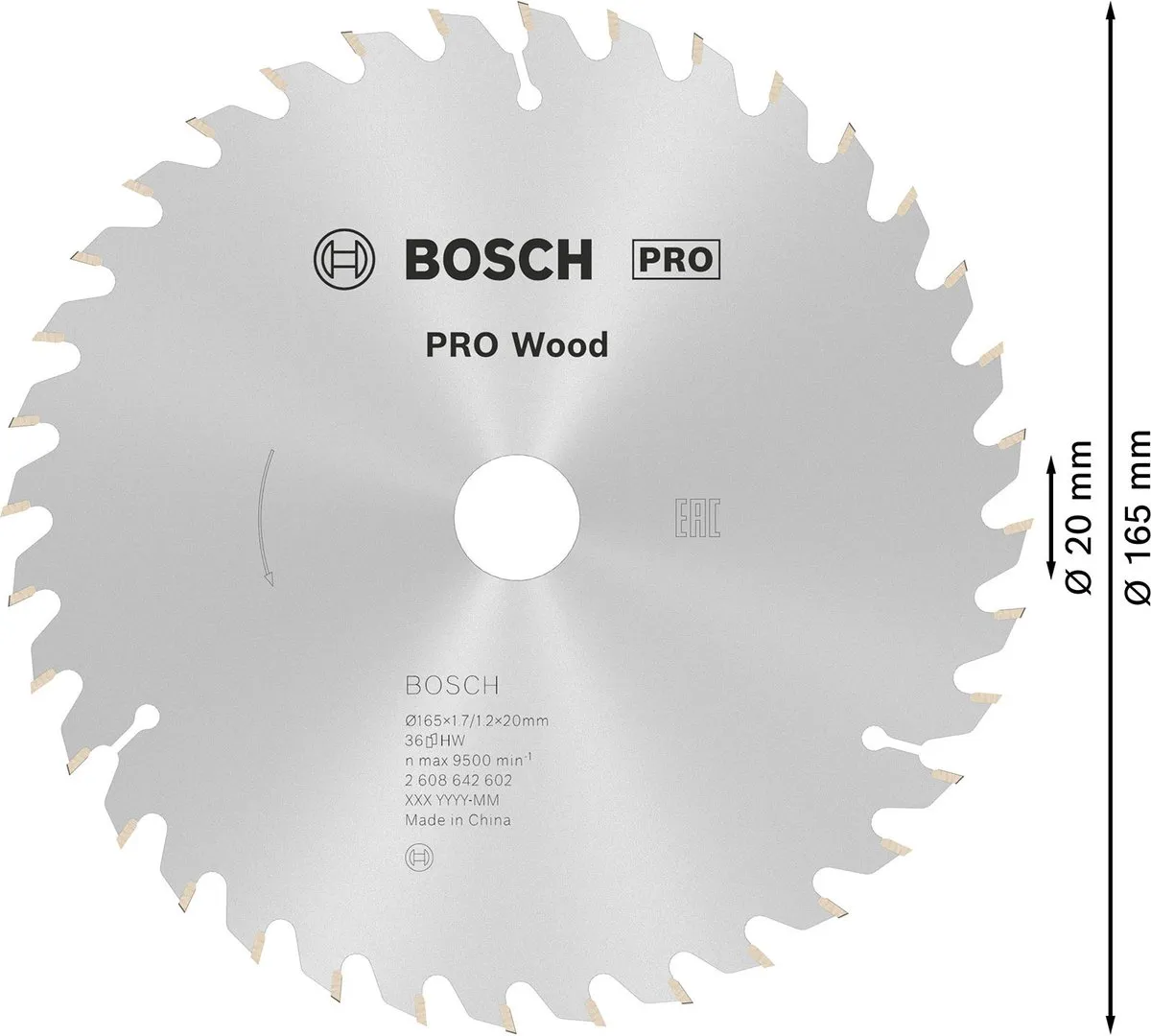 Bosch Professional CIRKZB STANDARD WOOD Zaagblad 165mm - Metaal