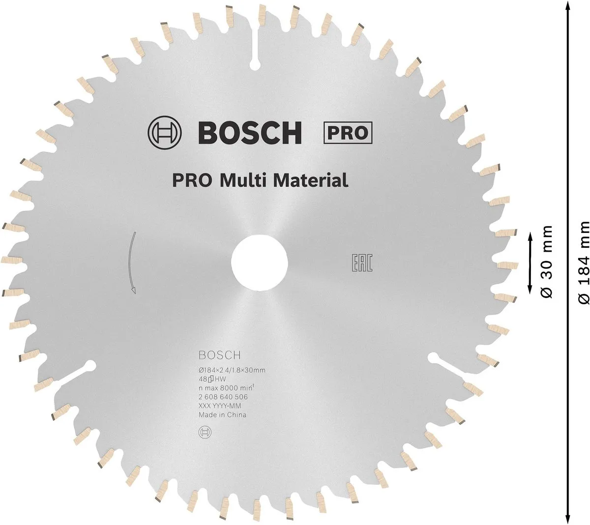 Bosch Professional Cirkelzaagblad CIRKZB MULTI 184X30X2,4 48T TR-F - Ø184mm