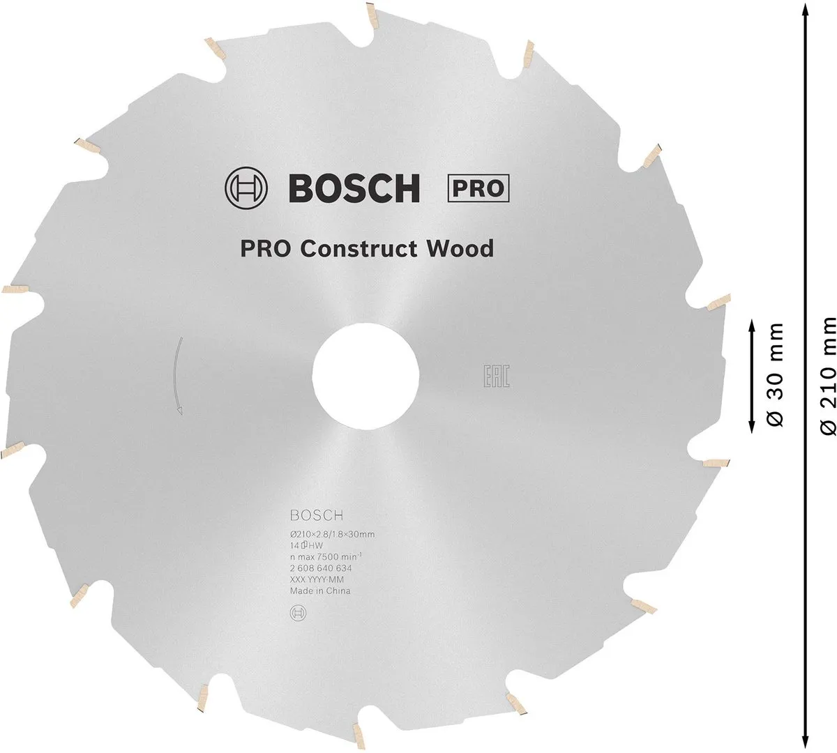 Bosch Professional Cirkelzaagblad Construct Wood 210mm - Metaal/Hout
