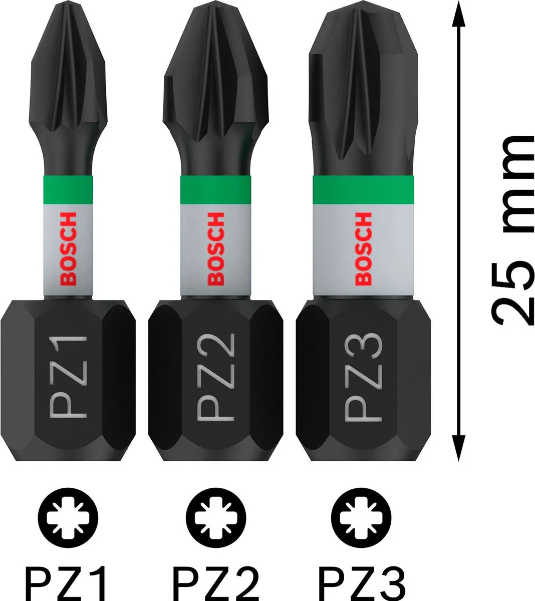 Bosch Professional PZ1/PZ2/PZ3 Slagbits 25mm - 3-delig - afbeelding 4 van 6