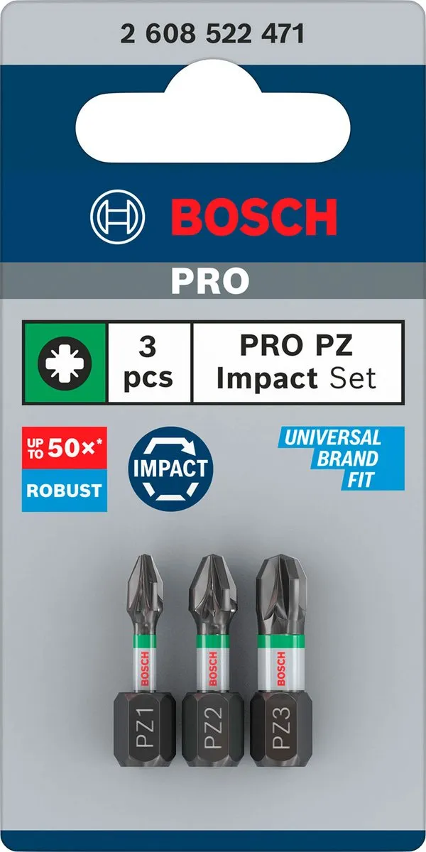Bosch Professional PZ1/PZ2/PZ3 Slagbits 25mm - 3-delig - afbeelding 5 van 6
