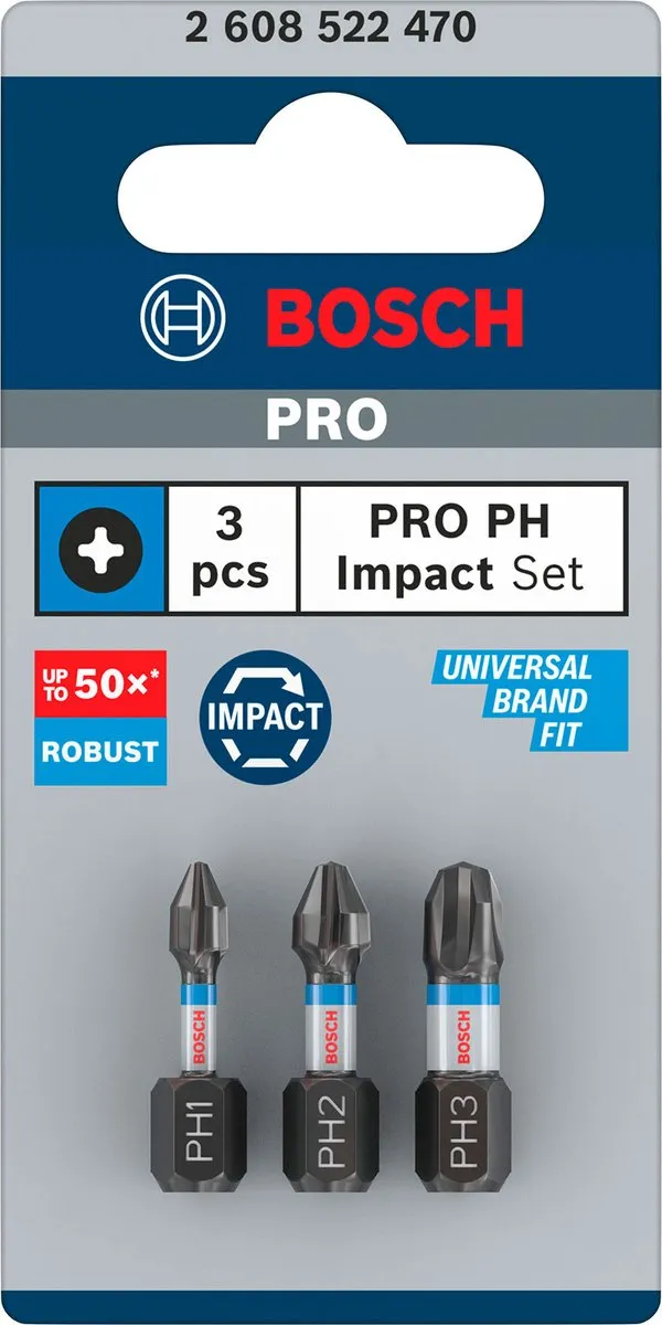 Bosch Professional Schroefbit Impact Control PH1/2/3 - 25mm - 3 Stuks - afbeelding 3 van 6