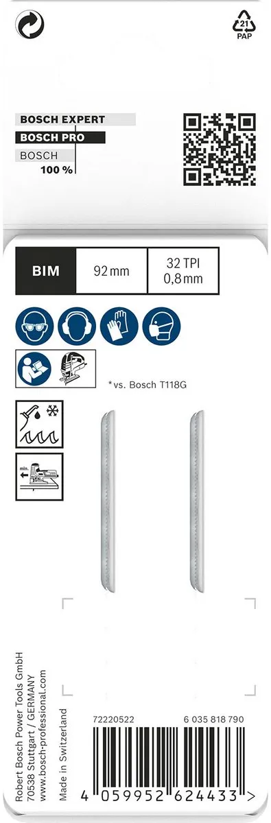 Bosch Professional PRO METAL T121GFC Decoupeerzaagblad 92mm - Metaal - 2 Stuks