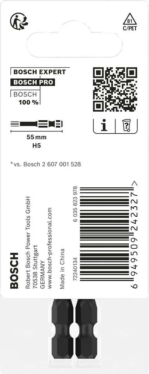 Bosch Professional PRO Zeskant Slagbit H5 55mm - 2-delig