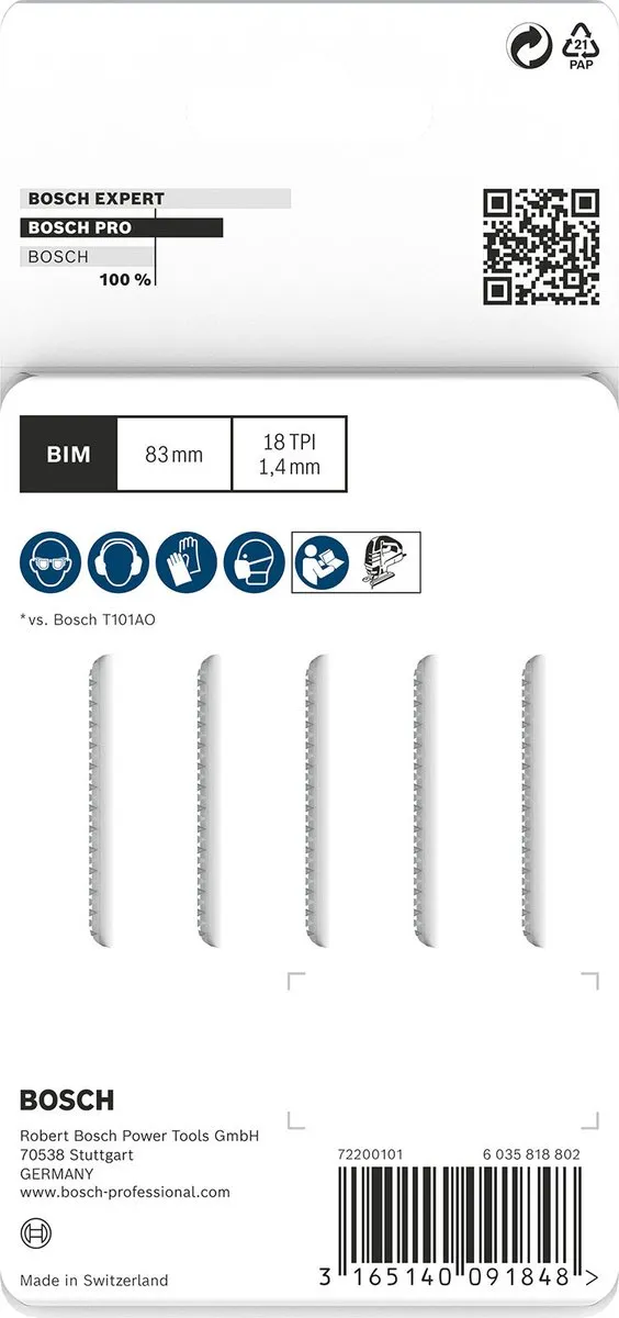 Bosch Professional DECOUPEERZB T101AOF 5 - Zaagbladen - 5 Stuks