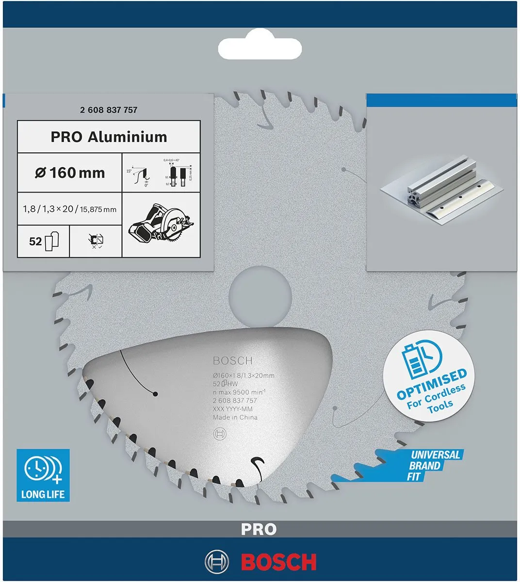 Bosch Professional Aluminium Zaagblad 160mm 52 Tanden - 2 608 837 757