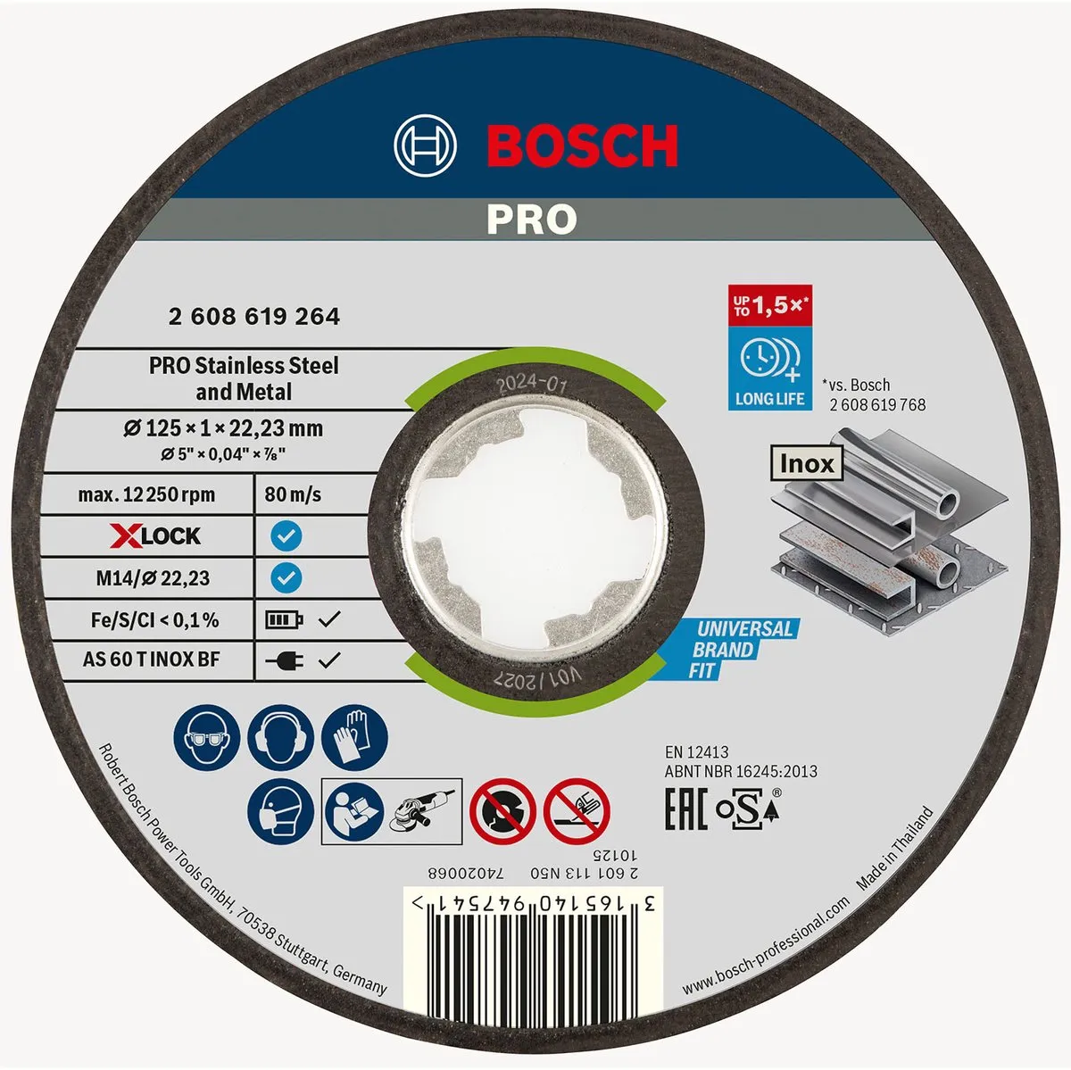 Bosch Professional X-LOCK 125x1mm Doorslijpschijf INOX - Metaal