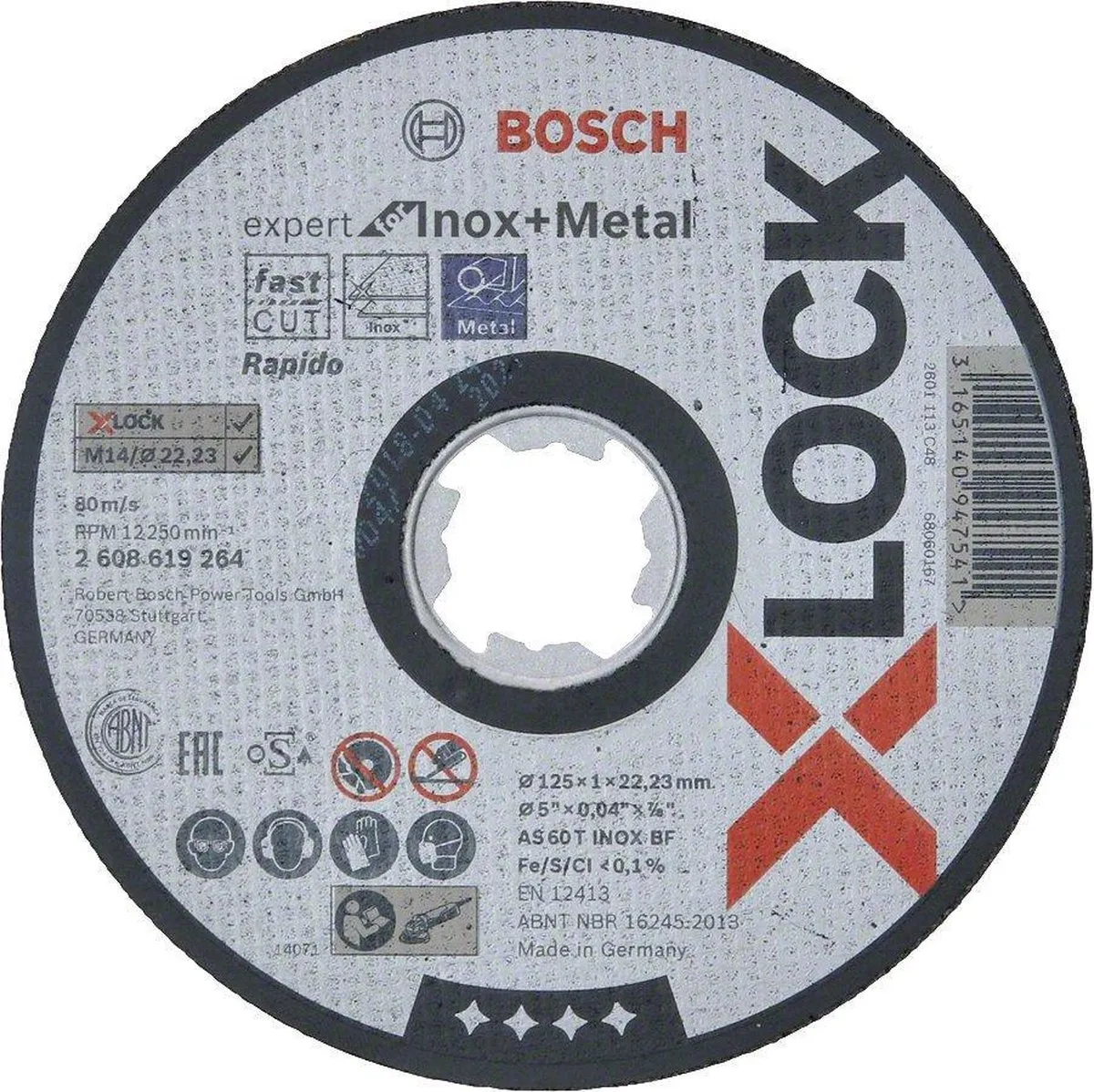 Bosch Professional X-LOCK 125x1mm Doorslijpschijf INOX