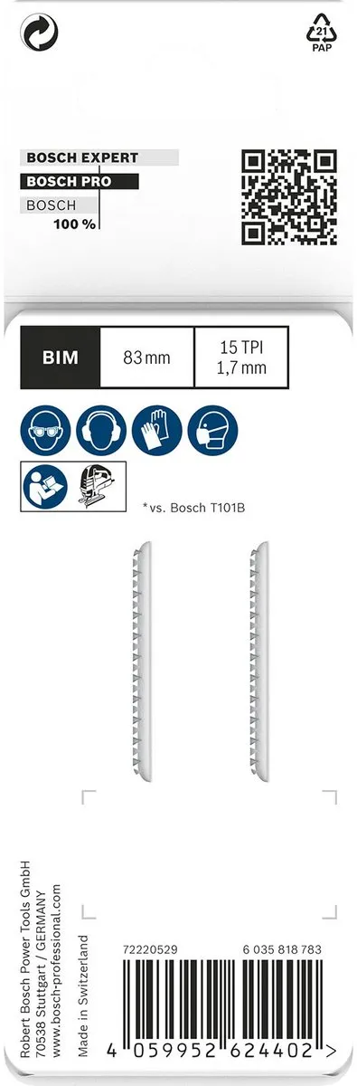 Bosch Professional T101BIF Laminaatreiniger Decoupeerzaagblad - 2 Stuks
