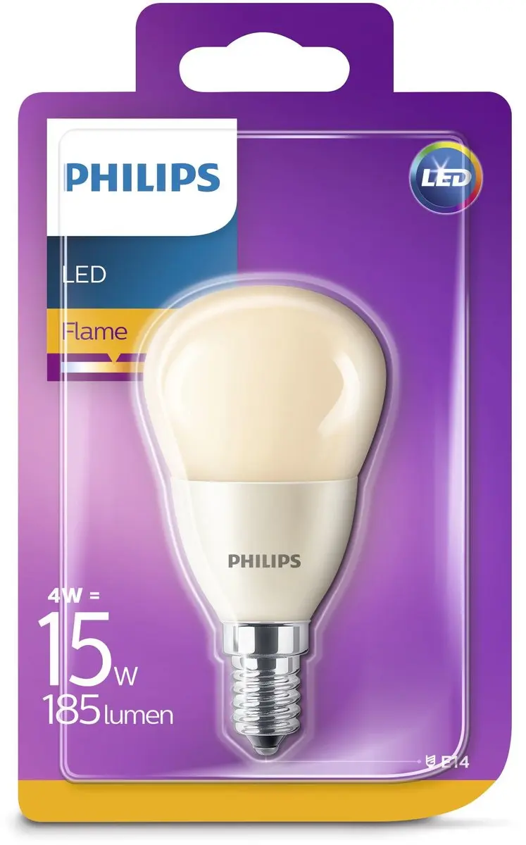 Philips 4W (15W) E14 Flame Non-dimmable Luster energy-saving lamp