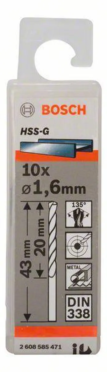 Bosch Professional ST. LINE 1.6mm HSS-G Boorbitten - 10 Stuks