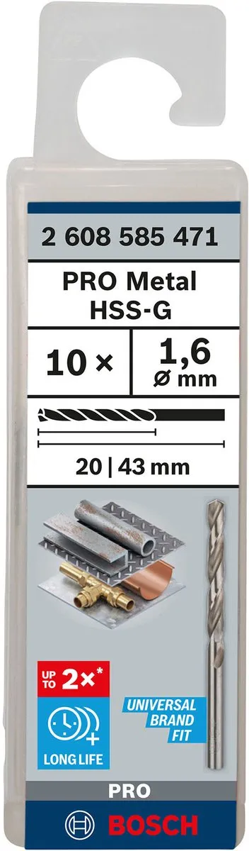 Bosch Professional ST. LINE 1.6mm HSS-G Boorbitten - 10 Stuks