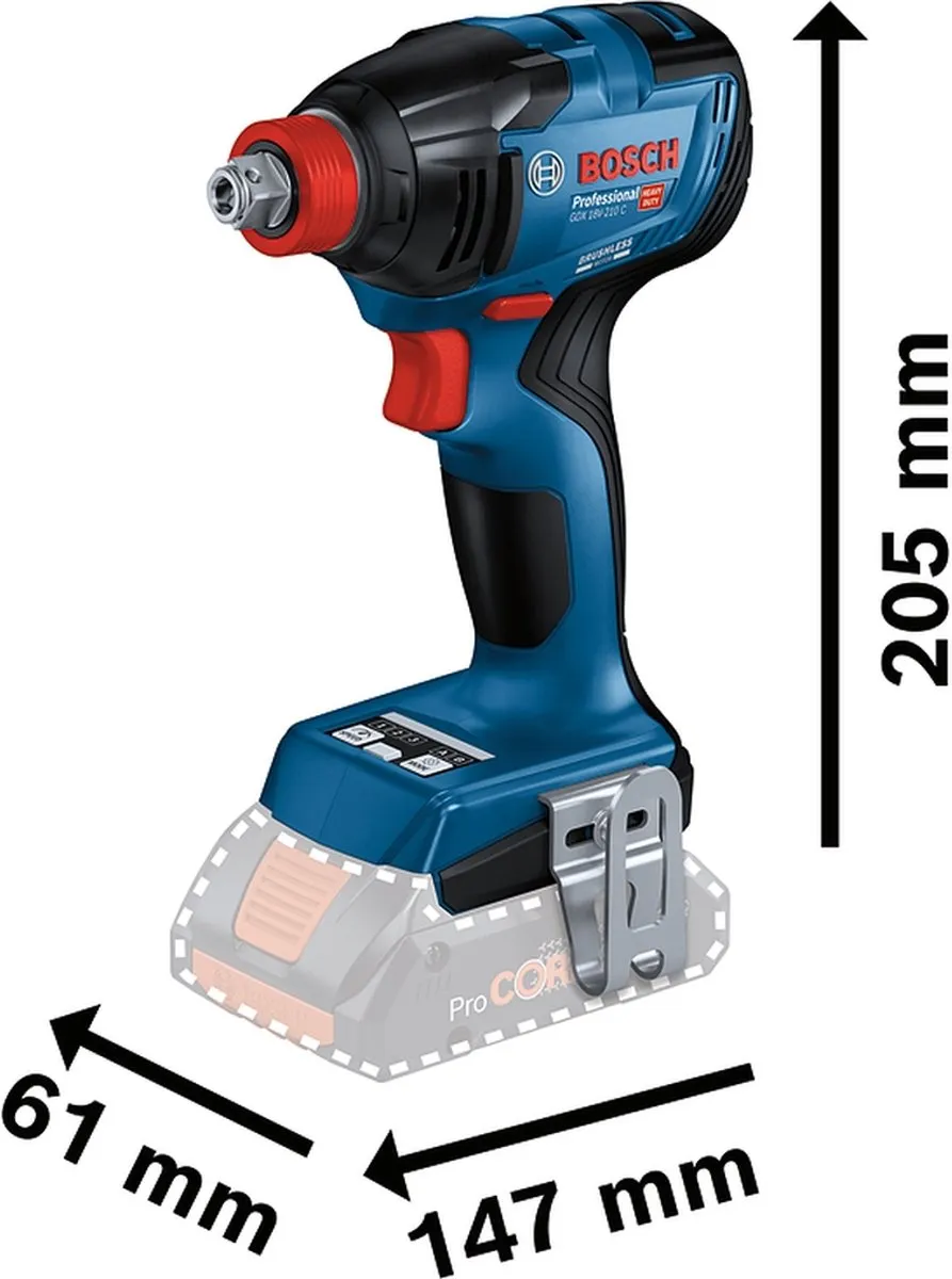 Bosch Professional GDX 18V-210 C Slagmoersleutel 210Nm - Bluetooth
