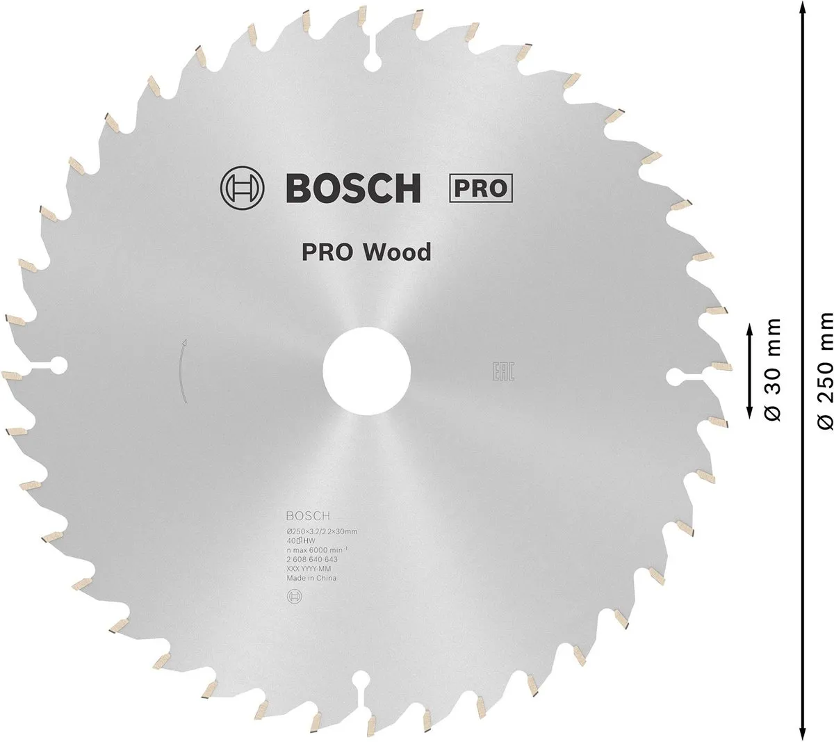 Bosch Professional Cirkelzaagblad Optiline Hout 250mm - 40 Tanden