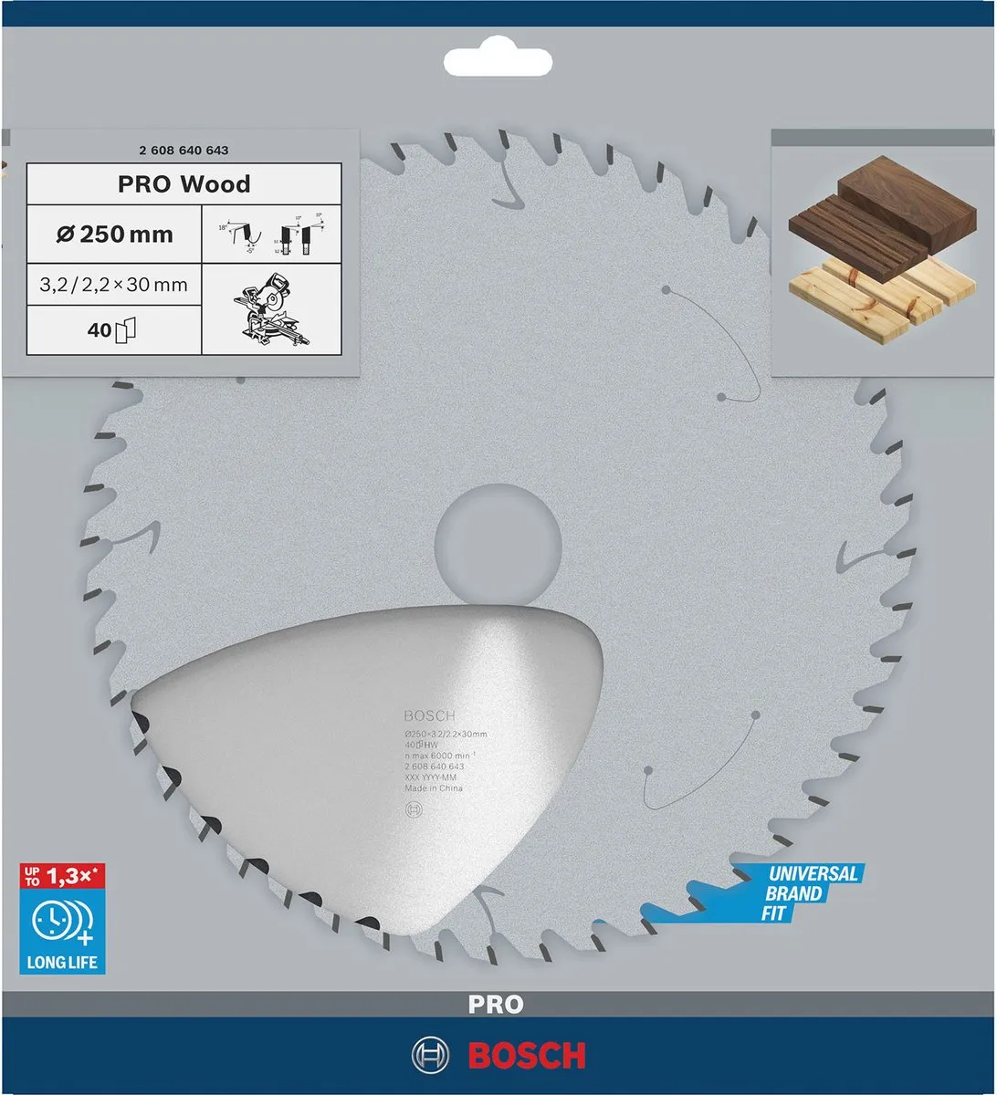 Bosch Professional Cirkelzaagblad Optiline Hout 250mm - 40 Tanden