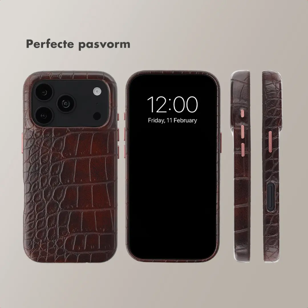 Selencia Hoesje iPhone 18/17 Pro Max - Croco Choco Brown - MagSafe - afbeelding 6 van 6