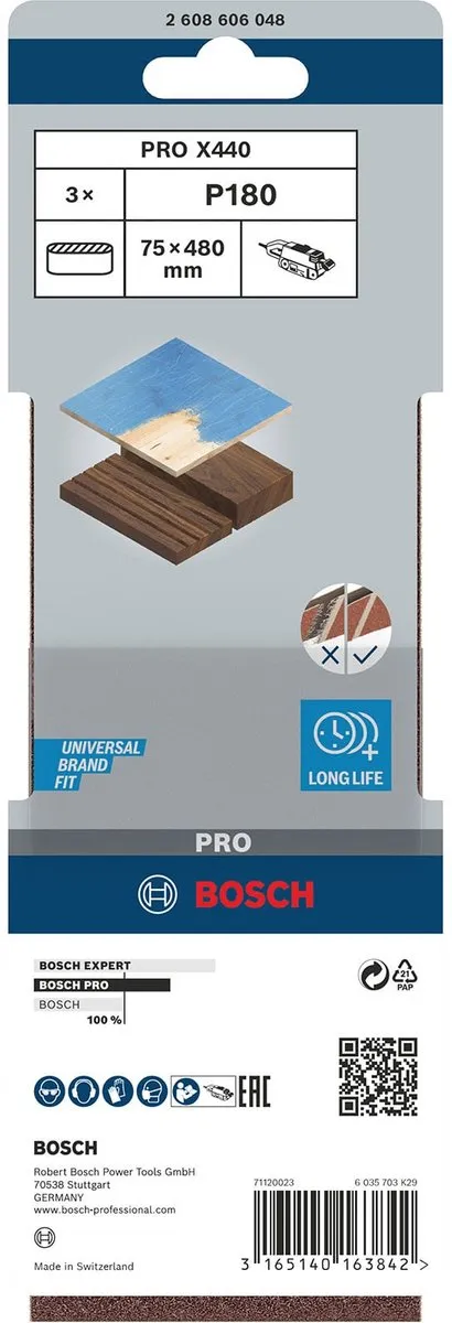 Bosch Professional 3 Banden 75x480 Best Wood+Paint - 3 Stuks
