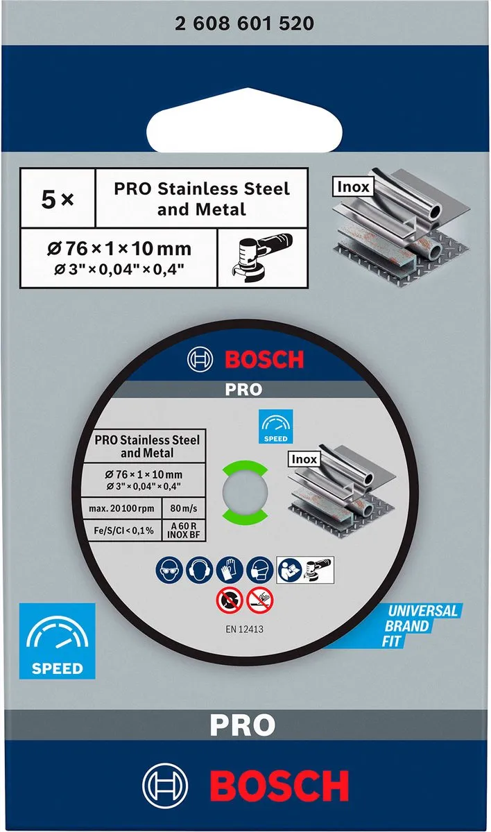 Bosch Professional Slijpschijf GWS 10,8 76 x 1 x 10mm - Metaal - 5 Stuks