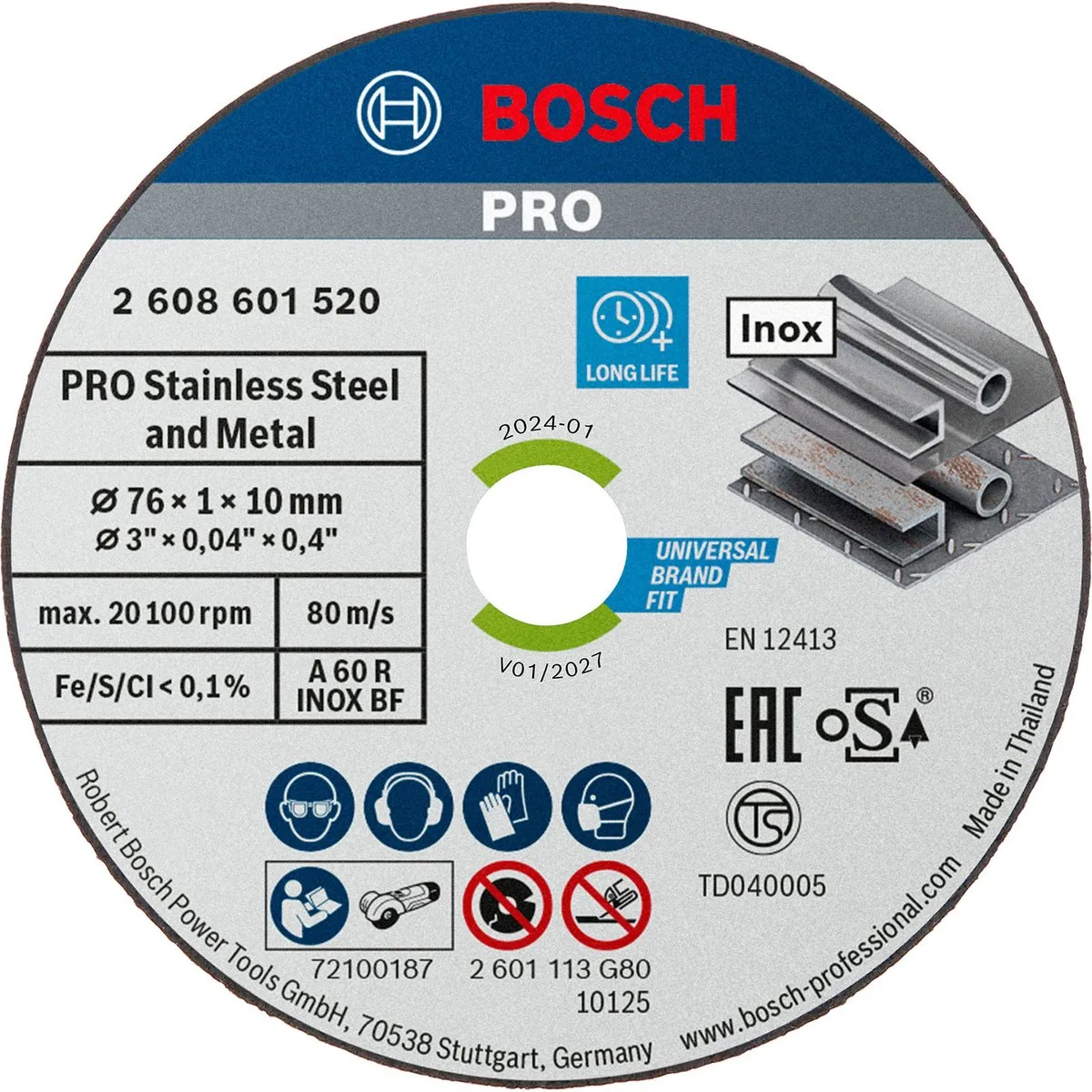 Bosch Professional Slijpschijf GWS 10,8 76 x 1 x 10mm - Metaal - 5 Stuks - afbeelding 6 van 6