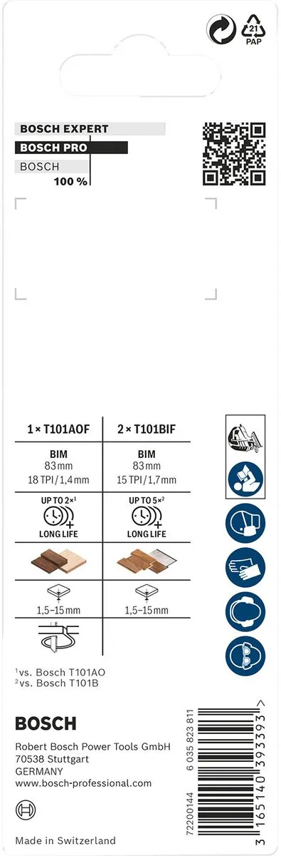 Bosch Professional Decoupeerzaagbladen Set 3 Stuks - Laminat 2XT101BIF + T101AOF