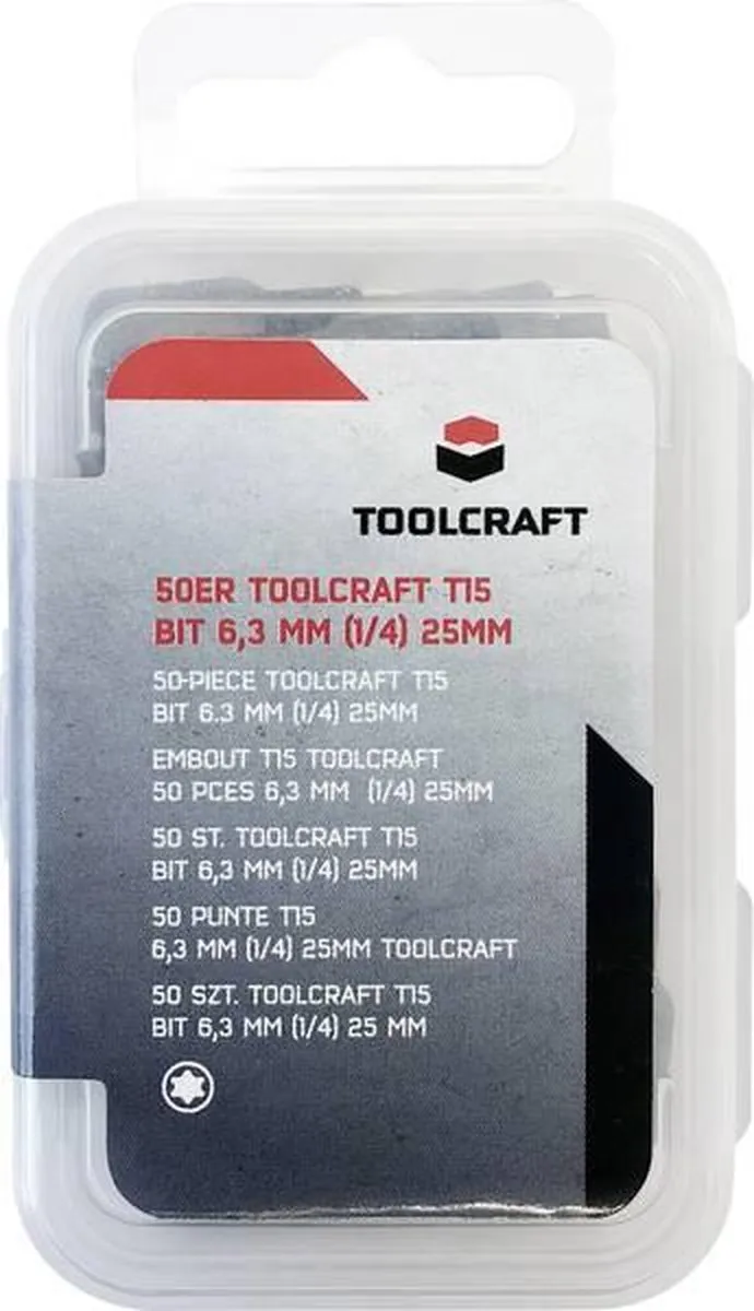 TOOLCRAFT T15 Binnen-Torx bits S2-staal - 50 Stuks