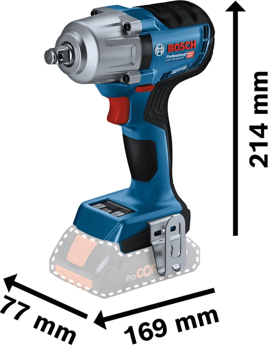 Bosch Professional GDS 18V-450 HC Slagmoersleutel 450Nm - 1/2" - 18V