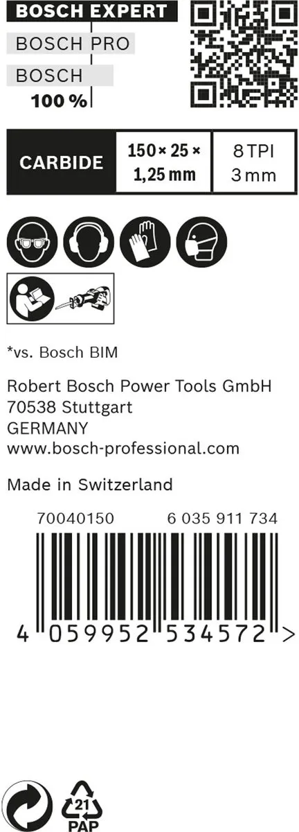 Bosch Professional EXPERT S955CHC Zaagblad Thick Tough Metal - 10 Stuks - afbeelding 6 van 6